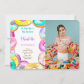 Donut-verjaardagsfeest Foto Kaart (Voorkant)