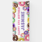 Donut Verjaardagsfeest Gelukkige 6e Verjaardag Spandoek (Verticaal)