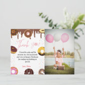 Donut verjaardagsfeest thema verjaardag bedankkaar kaart (Staand voorkant)