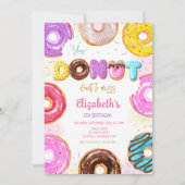 Donut verjaardagsfeest uitnodiging (Voorkant)