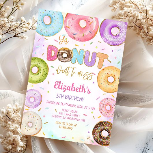 Donut verjaardagsfeest uitnodiging