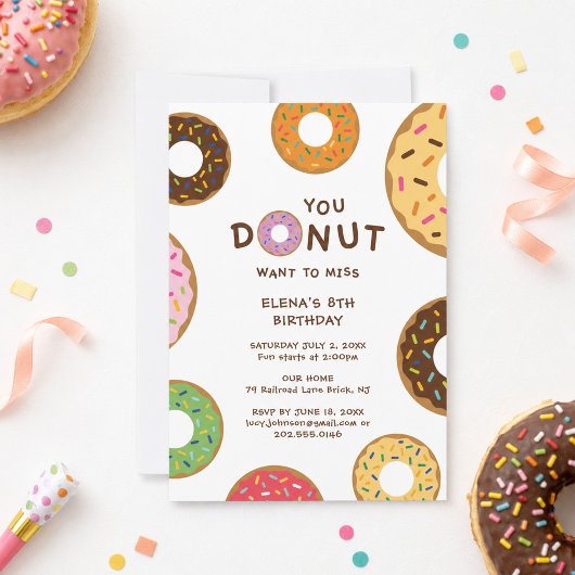 Donut Verjaardagsfeest Uitnodiging