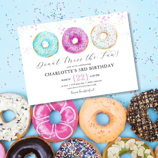Donut verjaardagsfeest uitnodiging
