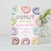 Donut verjaardagsfeest uitnodiging (Staand voorkant)