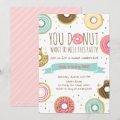 Donut Verjaardagsfeest Uitnodiging Donut wil misse (Voorkant / Achterkant)
