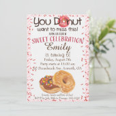 Donut Verjaardagsfeest Uitnodiging Donut Wil Niet  (Staand voorkant)