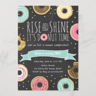 Donut Verjaardagsfeest Uitnodiging Rise and Shine