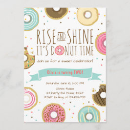 Donut Verjaardagsfeest Uitnodiging Rise and Shine