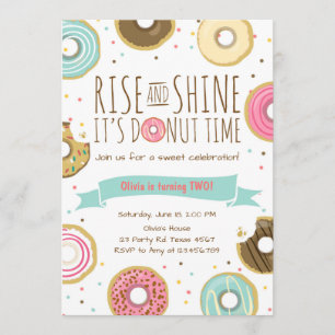 Donut Verjaardagsfeest Uitnodiging Rise and Shine