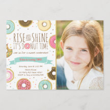 Donut Verjaardagsfeest Uitnodiging Rise and Shine