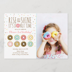 Donut Verjaardagsfeest Uitnodiging Rise and Shine