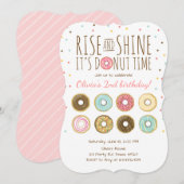 Donut Verjaardagsfeest Uitnodiging Rise and Shine (Voorkant / Achterkant)