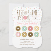 Donut Verjaardagsfeest Uitnodiging Rise and Shine (Voorkant)