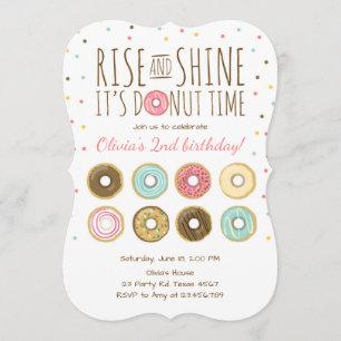 Donut Verjaardagsfeest Uitnodiging Rise and Shine