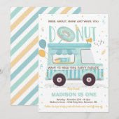 Donut verjaardagsfeestje rijden door verjaardagspa kaart (Voorkant / Achterkant)