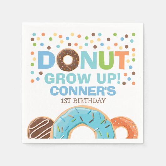Donut Verjaardagsfeestje Servet Donut Grow Up Part (Voorkant)