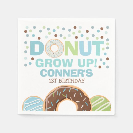Donut Verjaardagsfeestje Servet Donut Grow Up Part (Voorkant)