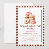 Donut verjaardagsfeestje uitnodiging – kleurrijk e (Voorkant / Achterkant)