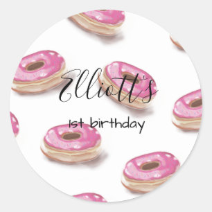 Donut verjaardagsfeestjes stickers