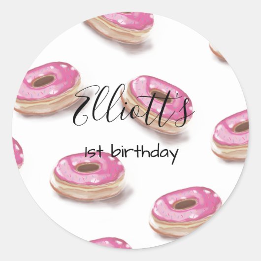 Donut verjaardagsfeestjes stickers (Voorkant)