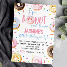 Donut Verjaardagsfeestuitnodiging Alle leeftijden Kaart