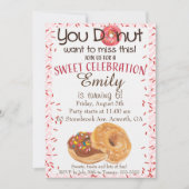 Donut Verjaardagsfeestuitnodiging Donut wil missen Kaart (Voorkant)