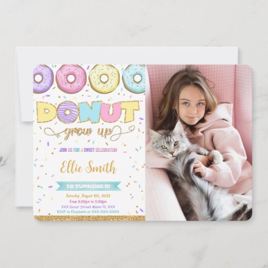 Donut-verjaardagsfoto uitnodiging (Voorkant)