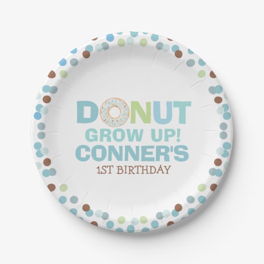 Donut Verjaardagspartij Papier Bord 7" Donut Grow  (Voorkant)