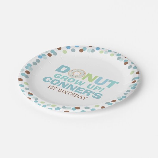 Donut Verjaardagspartij Papier Bord 7" Donut Grow  (Gekanteld)