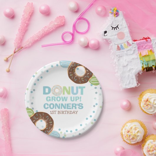 Donut Verjaardagspartij Papier Bord 7" Donut Grow  (Feest)