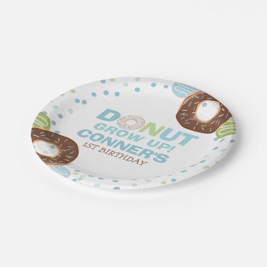 Donut Verjaardagspartij Papier Bord 7" Donut Grow  (Gekanteld)