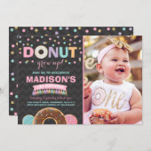 Donut verjaardagsuitnodiging Donut word niet groot Kaart (Voorkant / Achterkant)