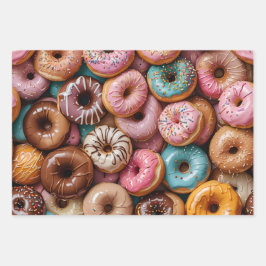 Donut verpakkings papier plat vel set van 3