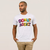 Donut Verslaafde Kleurrijke Spatten Typografie T-shirt (Voorkant volledig)