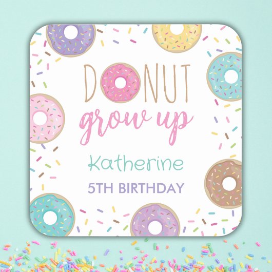 DONUT VOLWASSEN VIERKANTE STICKER