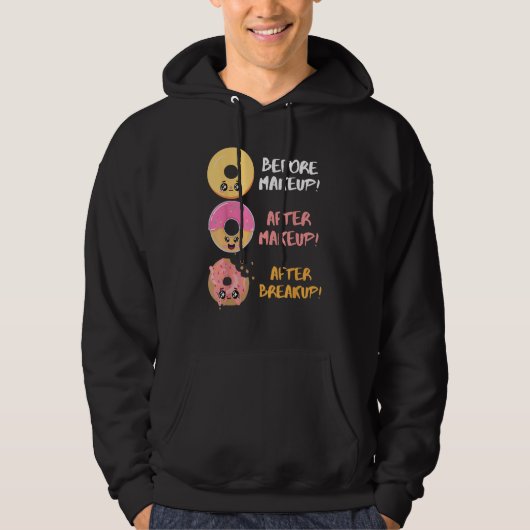Donut Voor Na Make-up Breuk Sarcastisch Donut Hoodie (Voorkant)