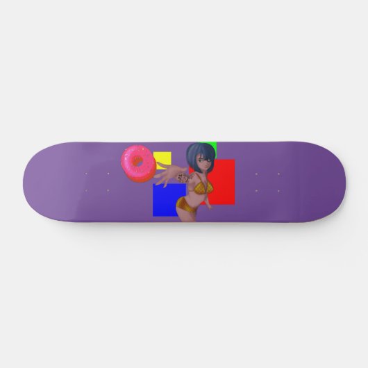 Donut + Vrouw pop abstract Persoonlijk Skateboard (Horizontaal)
