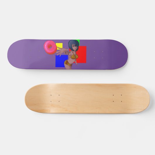 Donut + Vrouw pop abstract Persoonlijk Skateboard (Horizontaal)