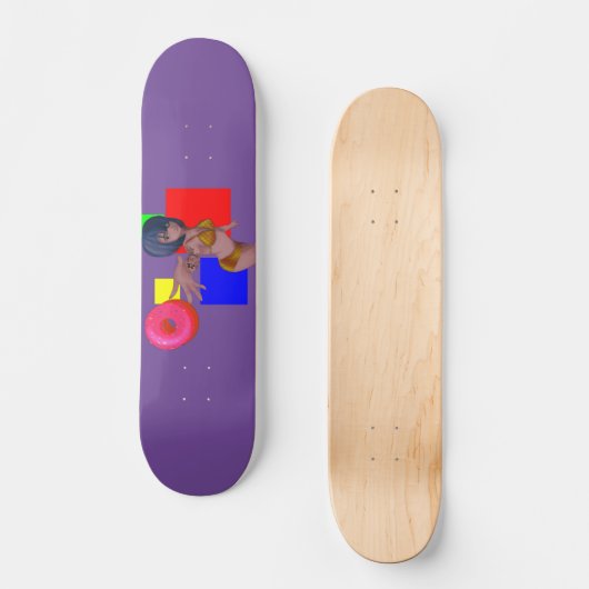 Donut + Vrouw pop abstract Persoonlijk Skateboard (Voorkant)