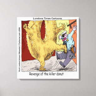 Donut Vs Police Funny Cartoon Canvas Print