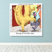 Donut Vs Politie Grappige Cartoon Canvas Print (Insitu (Houten vloer))