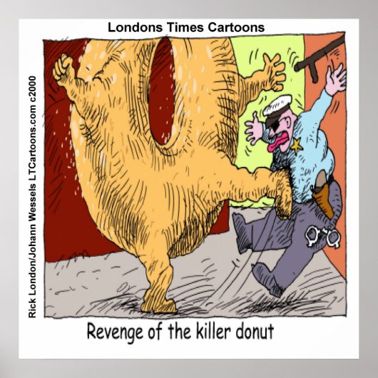 Donut Vs Politie Grappige Cartoon Poster (Voorkant)