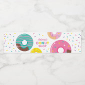 Donut Water Fles Label voor Meisje Verjaardagsfees Waterfles Etiket (Enkel label)