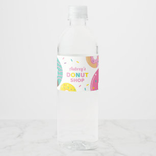 Donut Water Fles Label voor Meisje Verjaardagsfees Waterfles Etiket