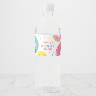 Donut Water Fles Label voor Meisje Verjaardagsfees Waterfles Etiket