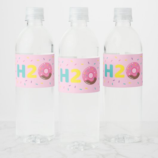Donut Water Fles Label voor Verjaardagsfeest H2O Waterfles Etiket (Flessen)
