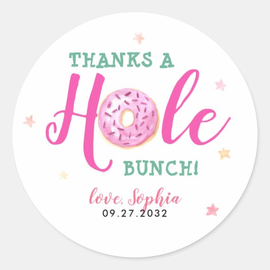 Donut Waterverf Bedankt Een Hole Bunch Dank je Ronde Sticker (Voorkant)