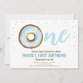 Donut Waterverf Sweet One Boy First Birthday Kaart (Voorkant)