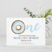 Donut Waterverf Sweet One Boy First Birthday Kaart (Staand voorkant)