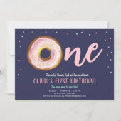 Donut Waterverf Sweet One Girl First Birthday Inv Kaart (Voorkant)